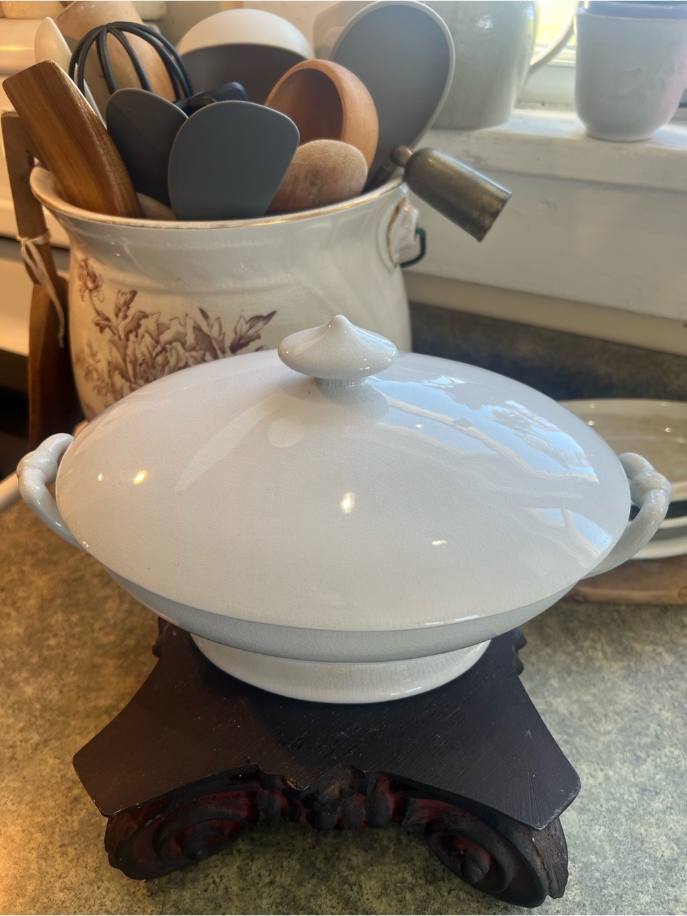 Antique Charles Meakin Ironstone Tureen w/Handles - Picture 4 of 13